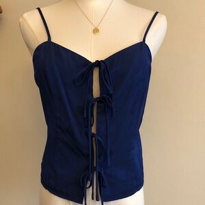 Chic Navy Tie-Front Women's Blouse